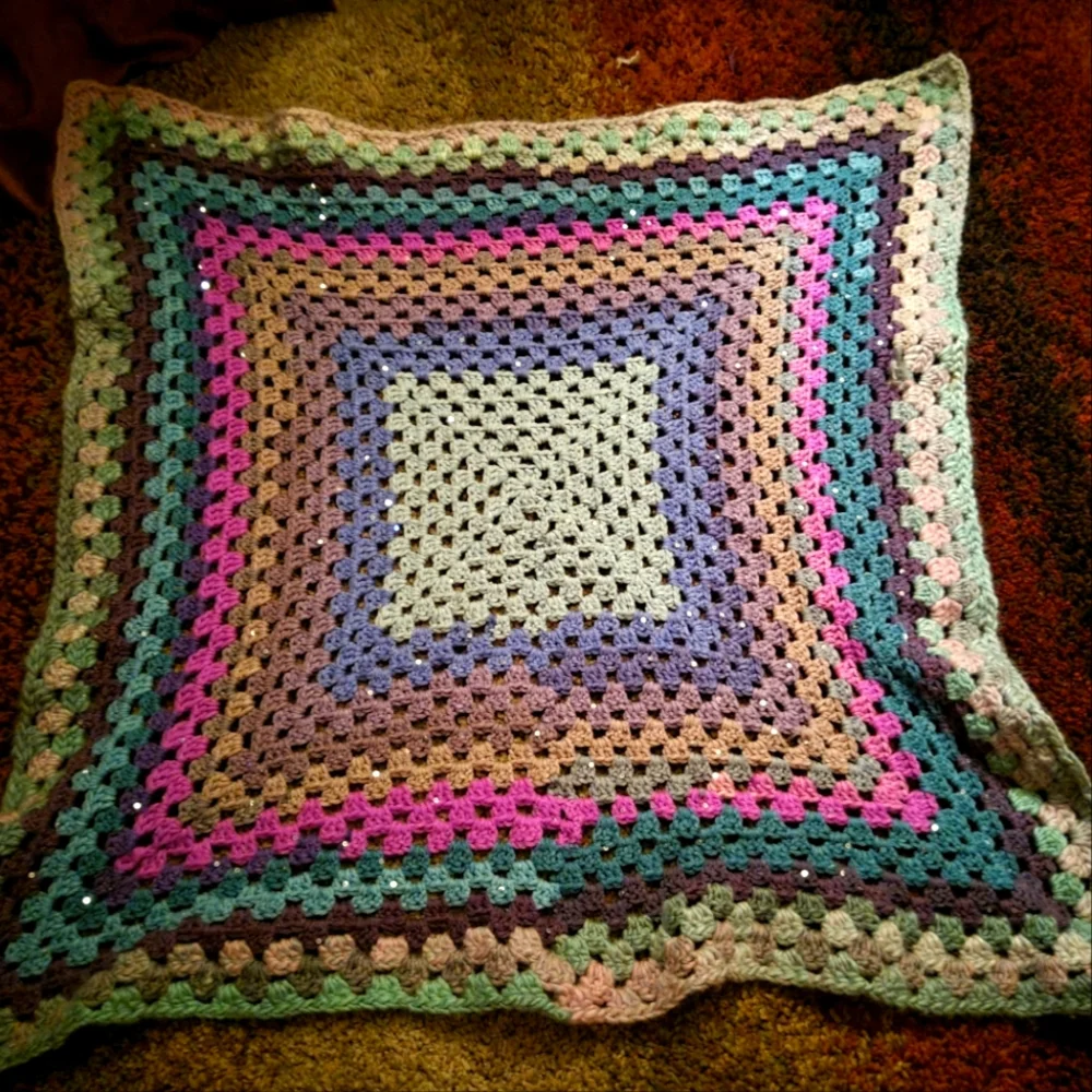 Handmade crochet pastel Afghan table cover